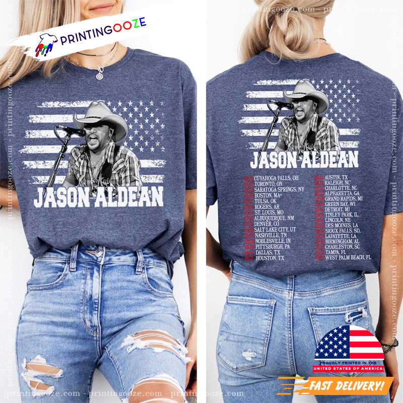 Jason Aldean Full Throttle Tour Dates 2 Sided T-shirt Jason Aldean Full Throttle Tour Dates 2 Sided T-shirt