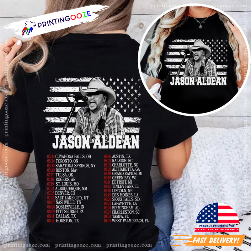 Jason Aldean Full Throttle Tour Dates 2 Sided T-shirt Jason Aldean Full Throttle Tour Dates 2 Sided T-shirt