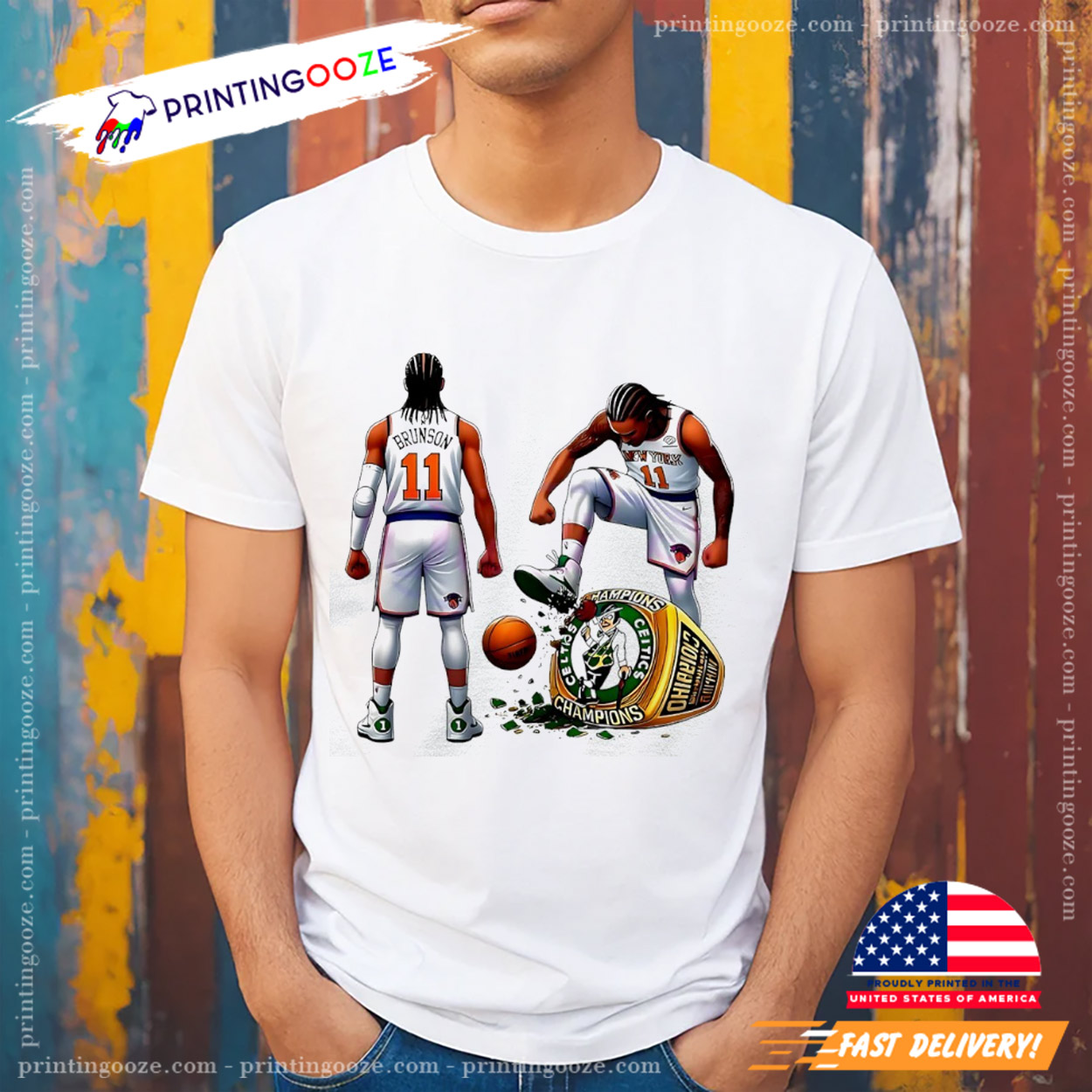 New York Knicks Jalen Brunson Trample Boston Celtics NBA T-shirt New York Knicks Jalen Brunson Trample Boston Celtics NBA T-shirt