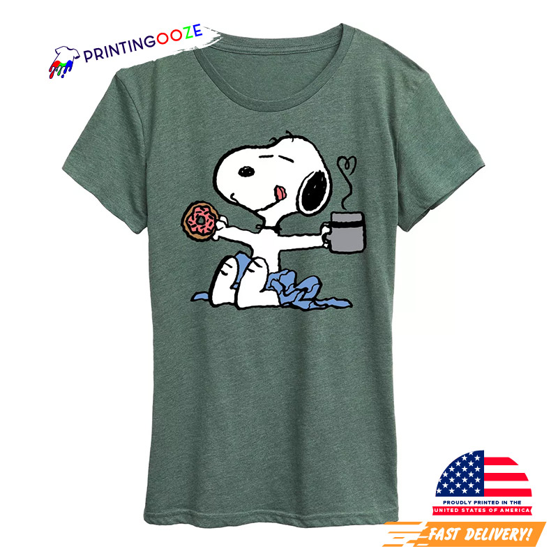 Peanuts - Snoopy Coffee And Donut Graphic T-shirt Peanuts - Snoopy Coffee And Donut Graphic T-shirt