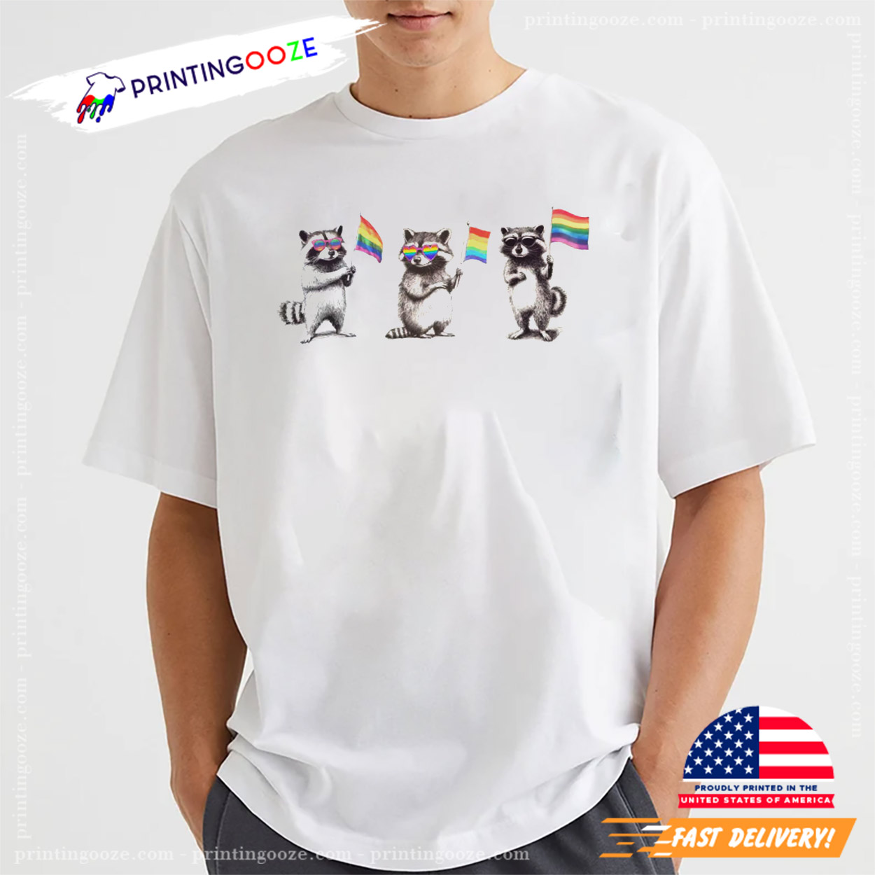 Raccoon Gay Pride LGBTQ T-shirt Raccoon Gay Pride LGBTQ T-shirt