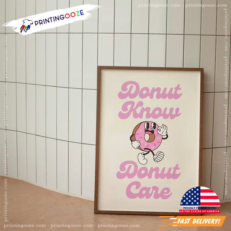 Retro Pink Donut Print Funny Cute Poster Retro Pink Donut Print Funny Cute Poster