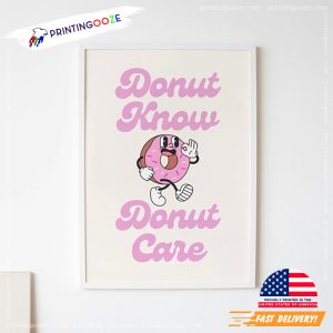 Retro Pink Donut Print Funny Cute Poster 3