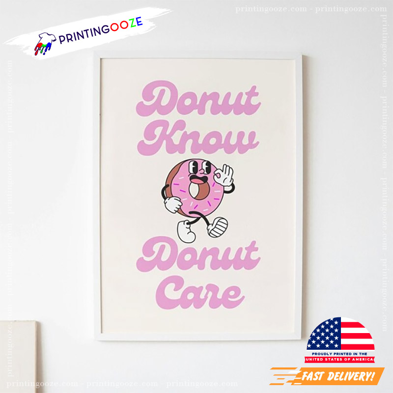Retro Pink Donut Print Funny Cute Poster Retro Pink Donut Print Funny Cute Poster