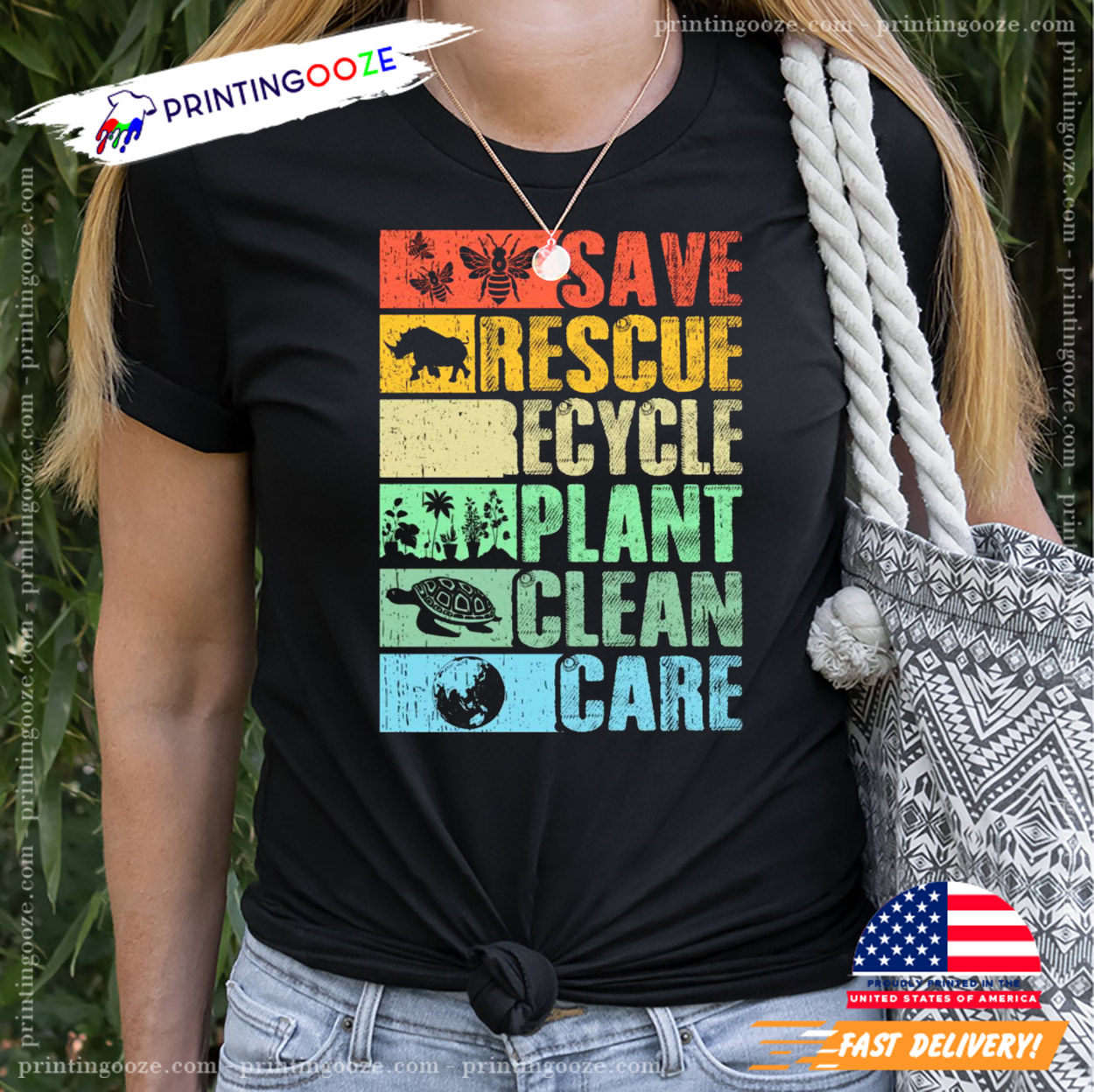 Save Rescue Recycle Plant Clean Care Earth Day T-shirt Save Rescue Recycle Plant Clean Care Earth Day T-shirt