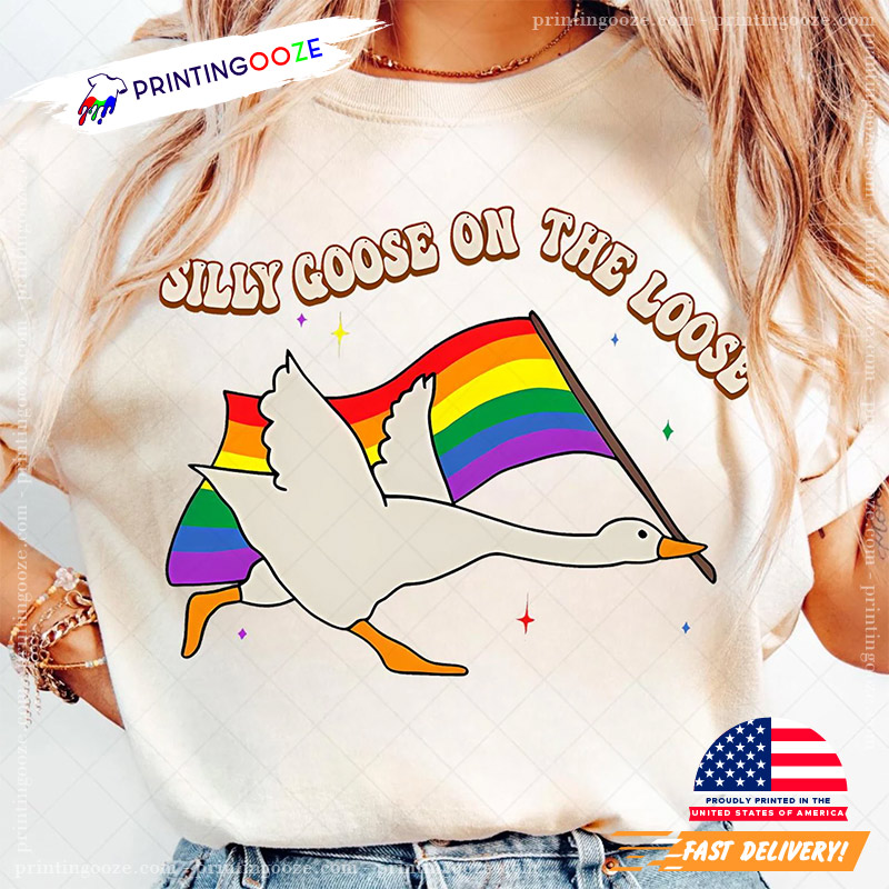 Silly Goose On The Loose Gay Rainbow Comfort Colors Tee Silly Goose On The Loose Gay Rainbow Comfort Colors Tee