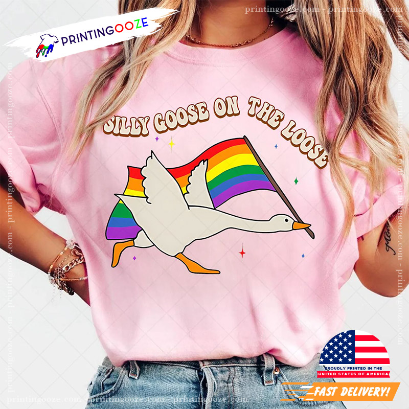 Silly Goose On The Loose Gay Rainbow Comfort Colors Tee Silly Goose On The Loose Gay Rainbow Comfort Colors Tee