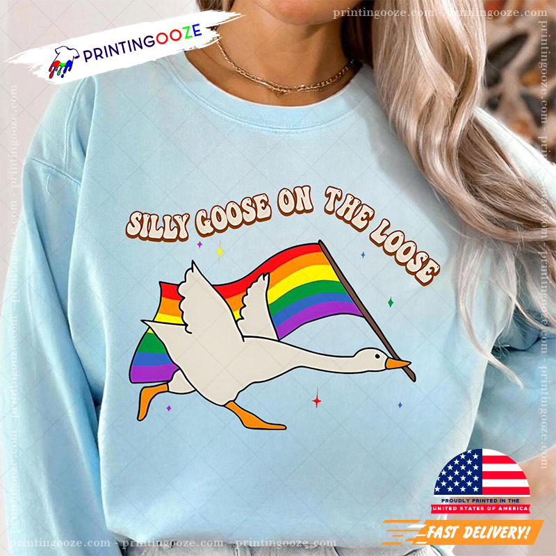 Silly Goose On The Loose Gay Rainbow Comfort Colors Tee Silly Goose On The Loose Gay Rainbow Comfort Colors Tee