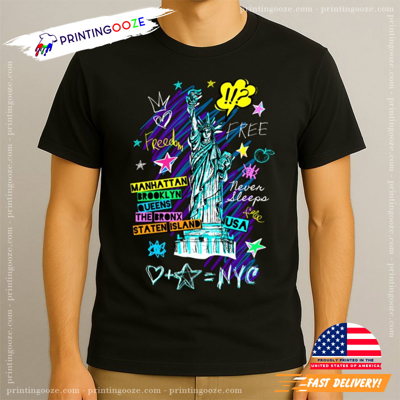 Statue Of Liberty Cities Of New York T-Shirt Statue Of Liberty Cities Of New York T-Shirt
