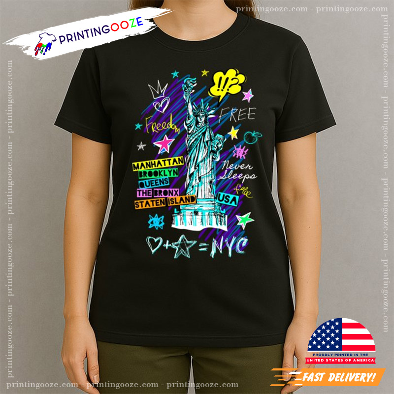 Statue Of Liberty Cities Of New York T-Shirt Statue Of Liberty Cities Of New York T-Shirt