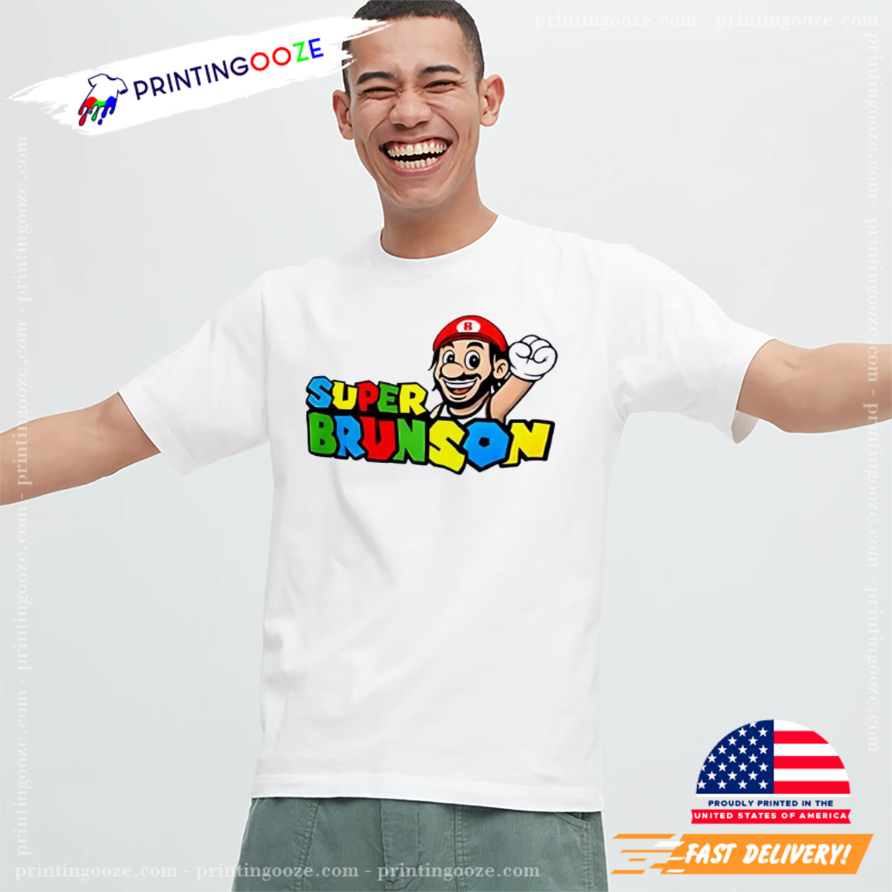 Super Brunson Super Mario X Jalen Brunson New York T-shirt Super Brunson Super Mario X Jalen Brunson New York T-shirt