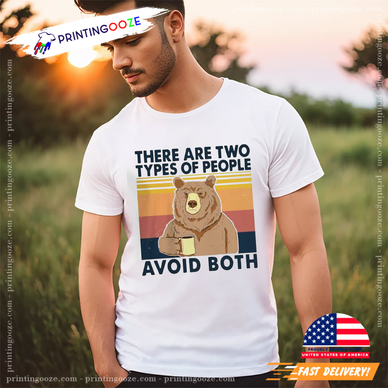 There Are Two Types Of People Avoid Both Bear Drink Coffee T-shirt There Are Two Types Of People Avoid Both Bear Drink Coffee T-shirt