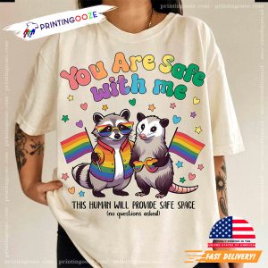 You Are Safe With Me Gay Pride Funny Raccoon Comfort Colors Tee 1