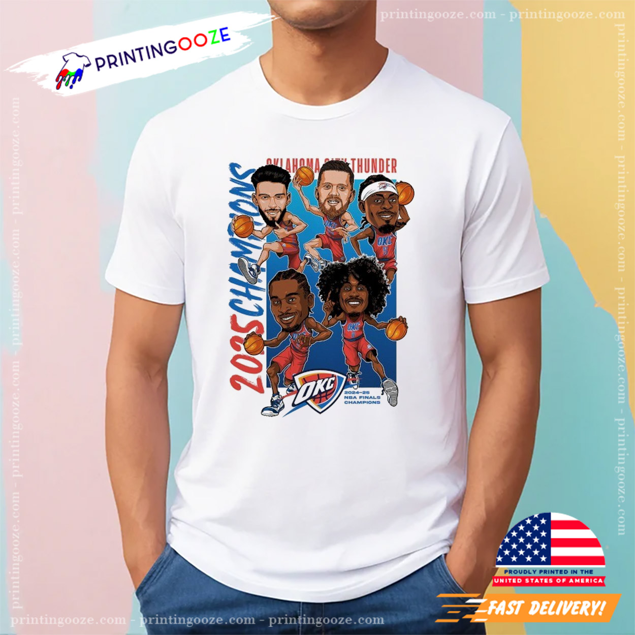 2025 Champions OKC Thunder Chibi Players Shirt 2025 Champions OKC Thunder Chibi Players Shirt