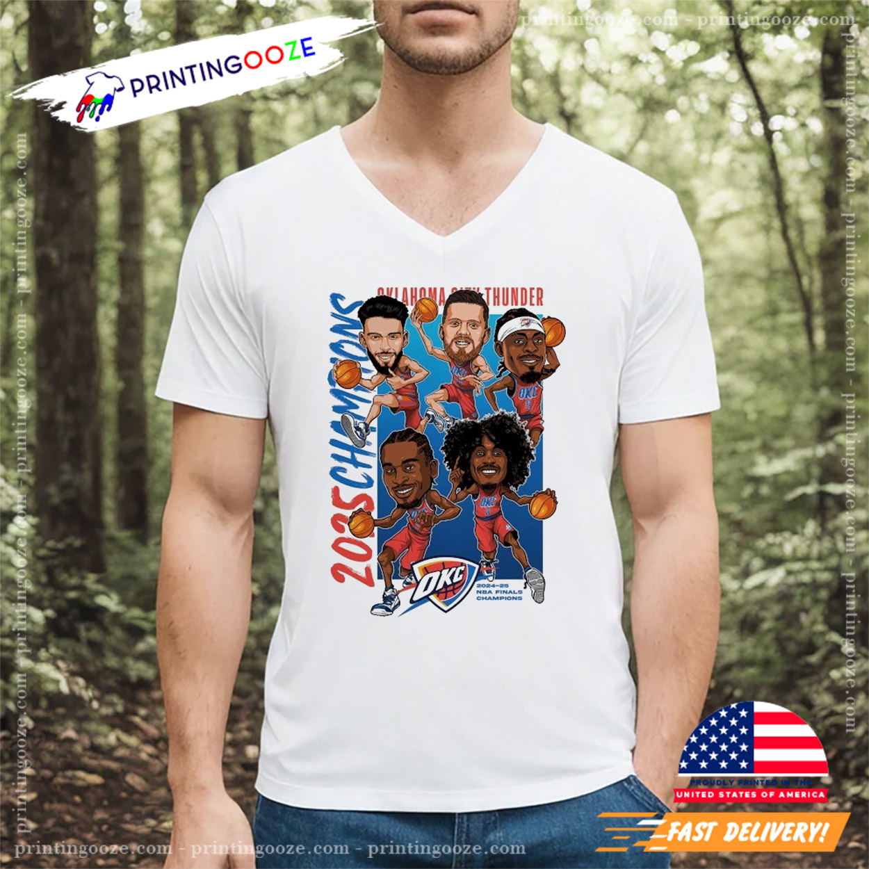2025 Champions OKC Thunder Chibi Players Shirt 2025 Champions OKC Thunder Chibi Players Shirt