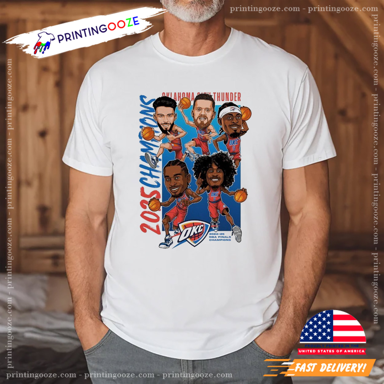 2025 Champions OKC Thunder Chibi Players Shirt 2025 Champions OKC Thunder Chibi Players Shirt