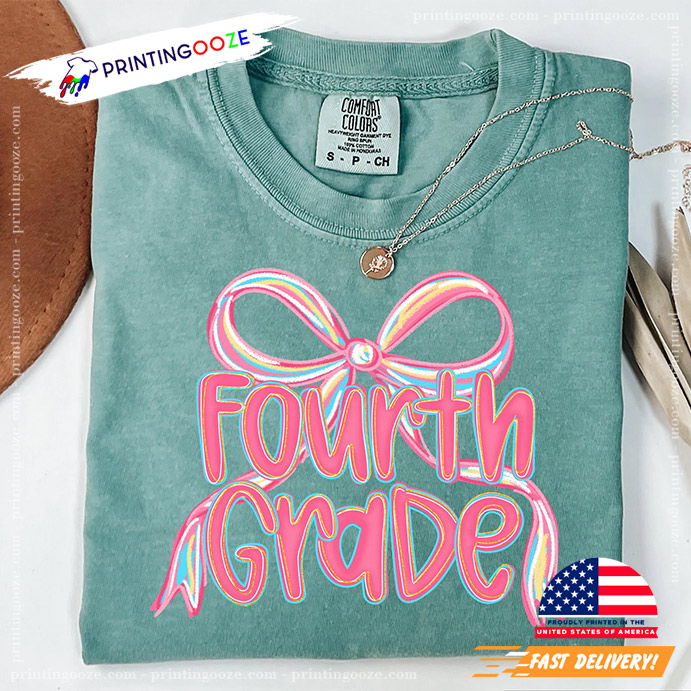 Custom First Day Of School Conquette Bow Comfort Colors Tee Custom First Day Of School Conquette Bow Comfort Colors Tee