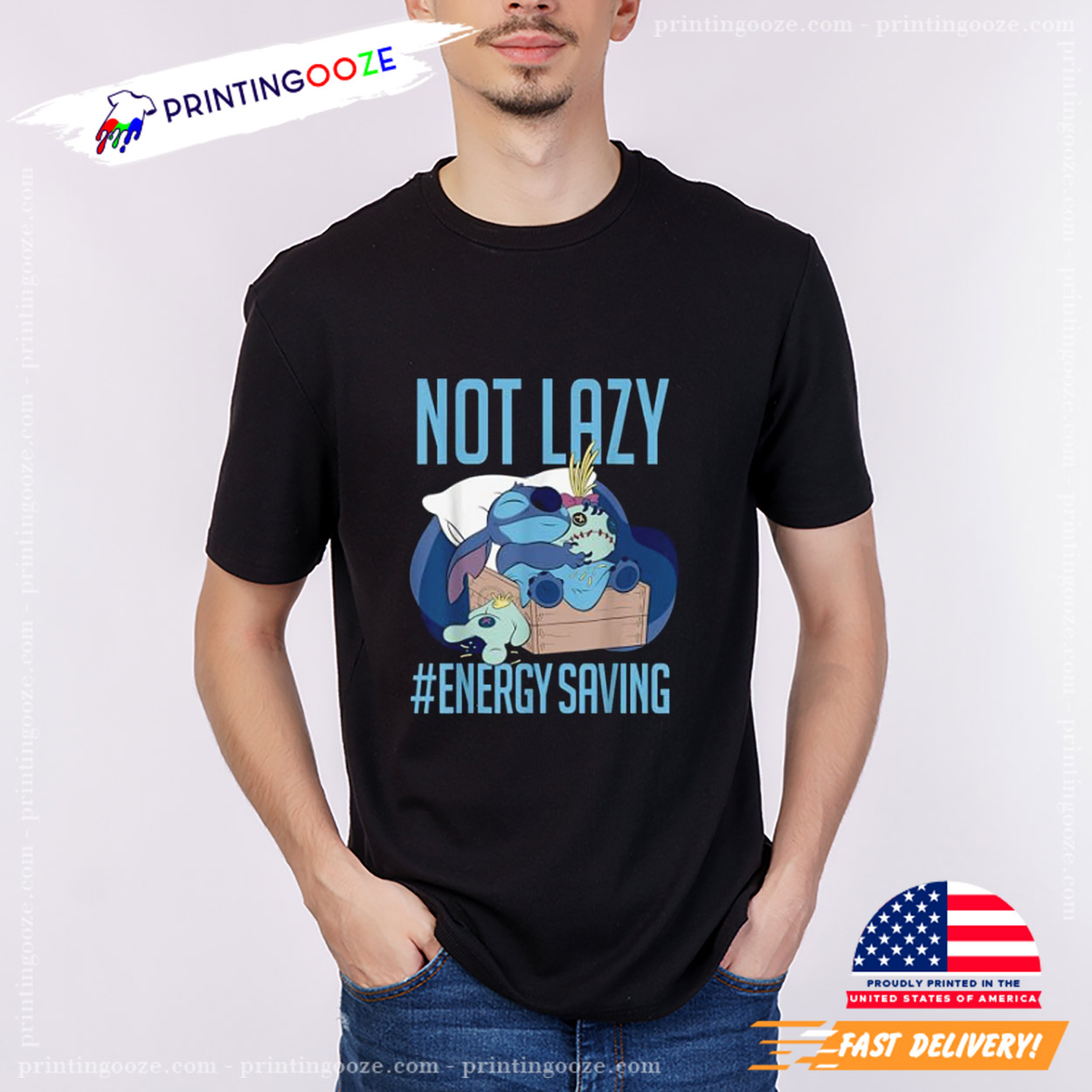 Disney Lilo And Stitch Not Lazy Energy Saving T-Shirt Disney Lilo And Stitch Not Lazy Energy Saving T-Shirt