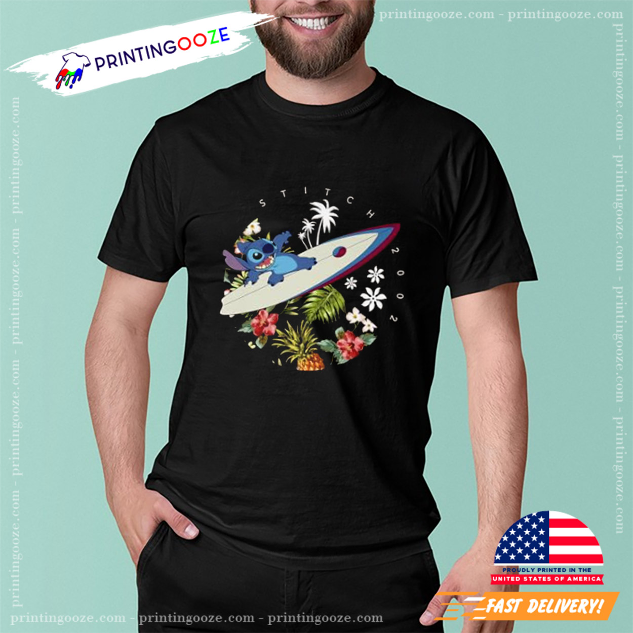 Disney Lilo & Stitch Surfing Stitch 2002 Unisex T-Shirt Disney Lilo & Stitch Surfing Stitch 2002 Unisex T-Shirt