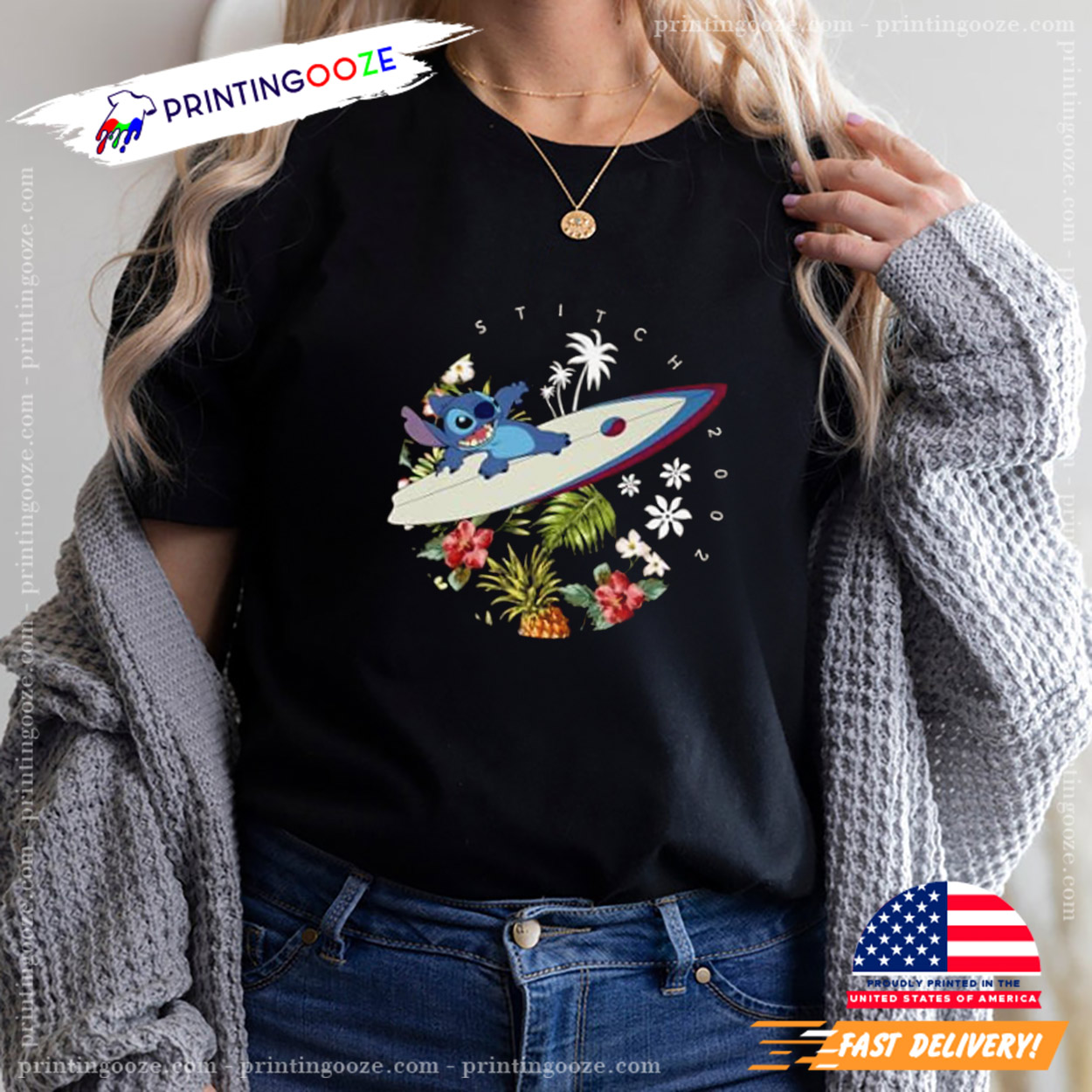 Disney Lilo & Stitch Surfing Stitch 2002 Unisex T-Shirt Disney Lilo & Stitch Surfing Stitch 2002 Unisex T-Shirt