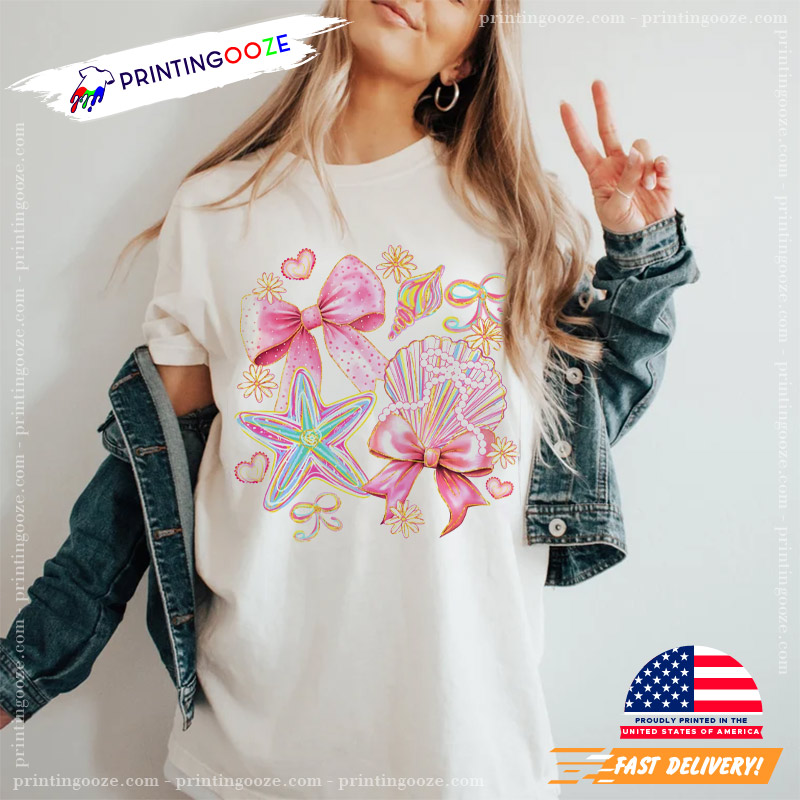 Floral Coquette Seashell Summer Vibes Shirt Floral Coquette Seashell Summer Vibes Shirt