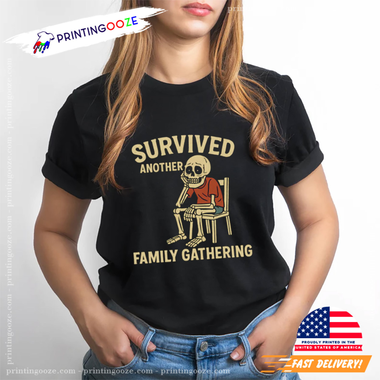 Funny Skeleton Survived Another Family Gathering T-shirt Funny Skeleton Survived Another Family Gathering T-shirt