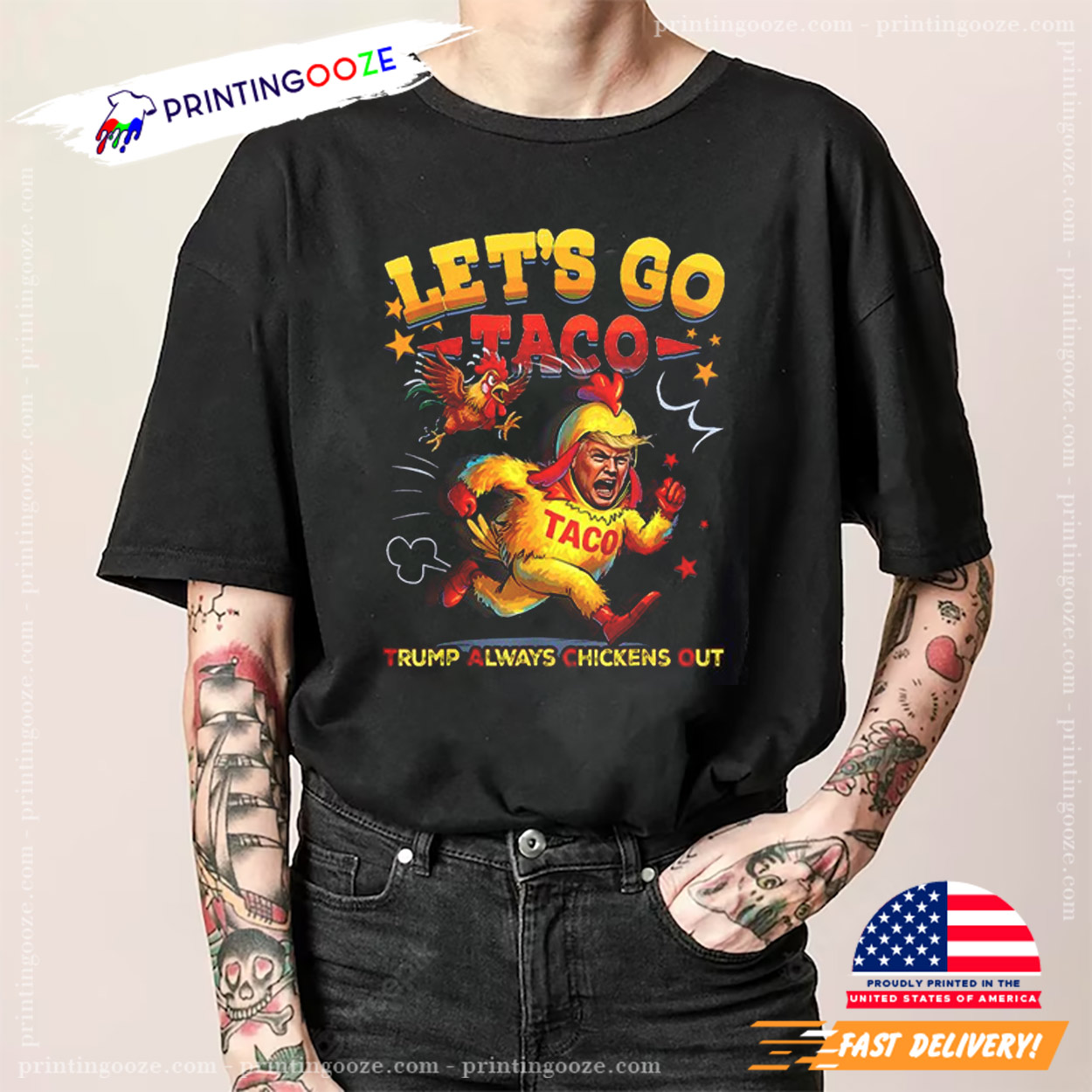 Funny Trump Chicken Run Let’s Go Taco Shirt Funny Trump Chicken Run Let’s Go Taco Shirt