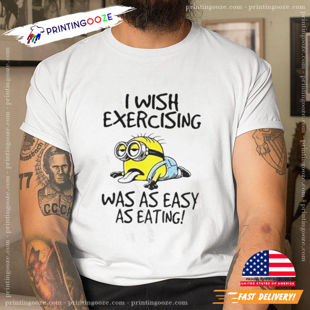 Minion I Wish Exercising Was As Easy As Eating Unisex T-shirt Minion I Wish Exercising Was As Easy As Eating Unisex T-shirt