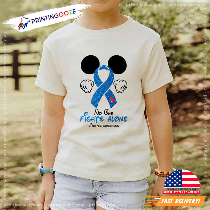 No One Fights Alone Mickey Diabetes Awareness Shirt No One Fights Alone Mickey Diabetes Awareness Shirt