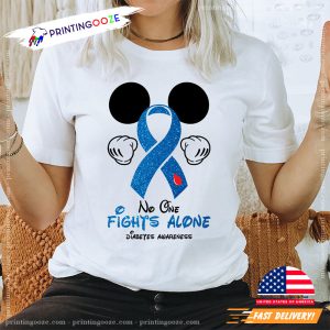 No One Fights Alone Mickey Diabetes Awareness Shirt 2