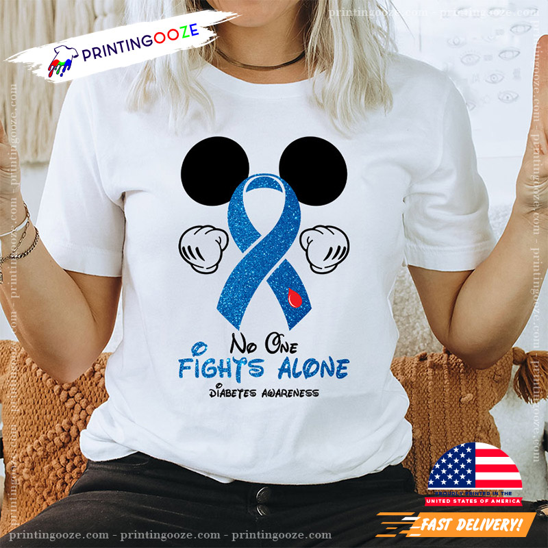 No One Fights Alone Mickey Diabetes Awareness Shirt No One Fights Alone Mickey Diabetes Awareness Shirt