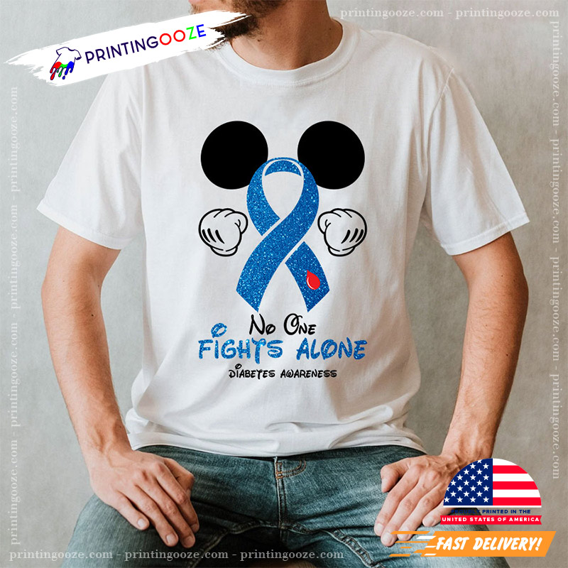 No One Fights Alone Mickey Diabetes Awareness Shirt No One Fights Alone Mickey Diabetes Awareness Shirt