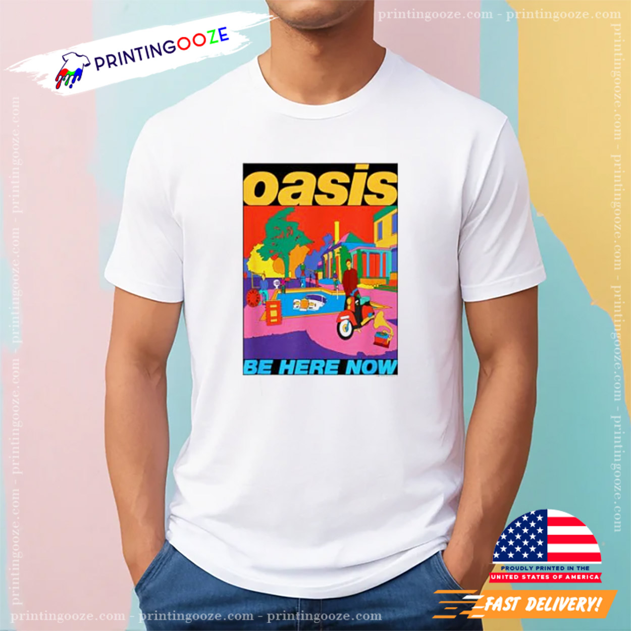 Oasis Be Here Now Colour Graphic Tee Oasis Be Here Now Colour Graphic Tee
