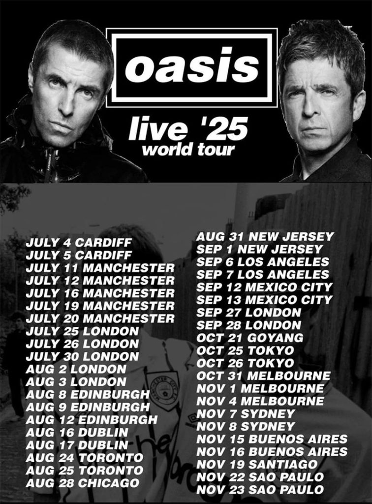 Oasis Tour Schedule