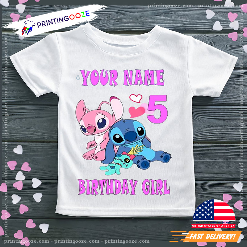 Personalised Lilo And Stitch Girl Birthday T-shirt Personalised Lilo And Stitch Girl Birthday T-shirt