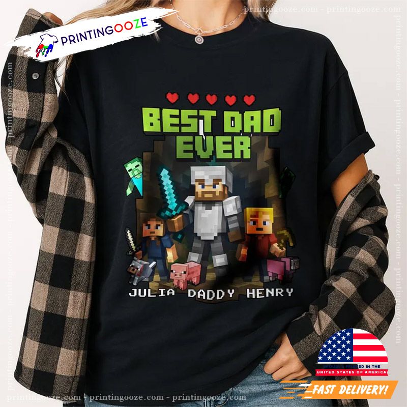 Personalized DadCraft Minecraft Best Dad Ever T-shirt Personalized DadCraft Minecraft Best Dad Ever T-shirt