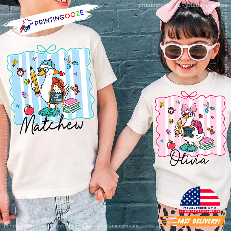 Personalized Duck First Day Of School Shirt Personalized Duck First Day Of School Shirt