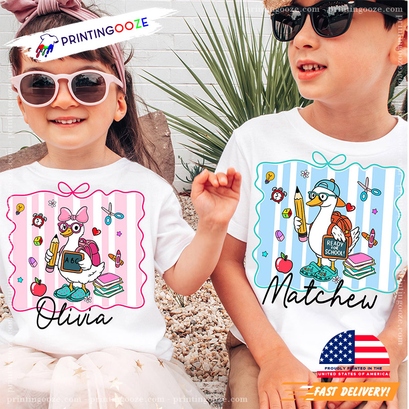 Personalized Duck First Day Of School Shirt Personalized Duck First Day Of School Shirt