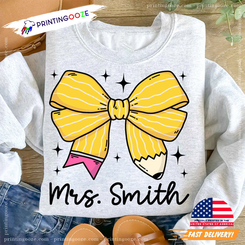 Personalized Teacher Back To School Pencil Conquette Shirt Personalized Teacher Back To School Pencil Conquette Shirt