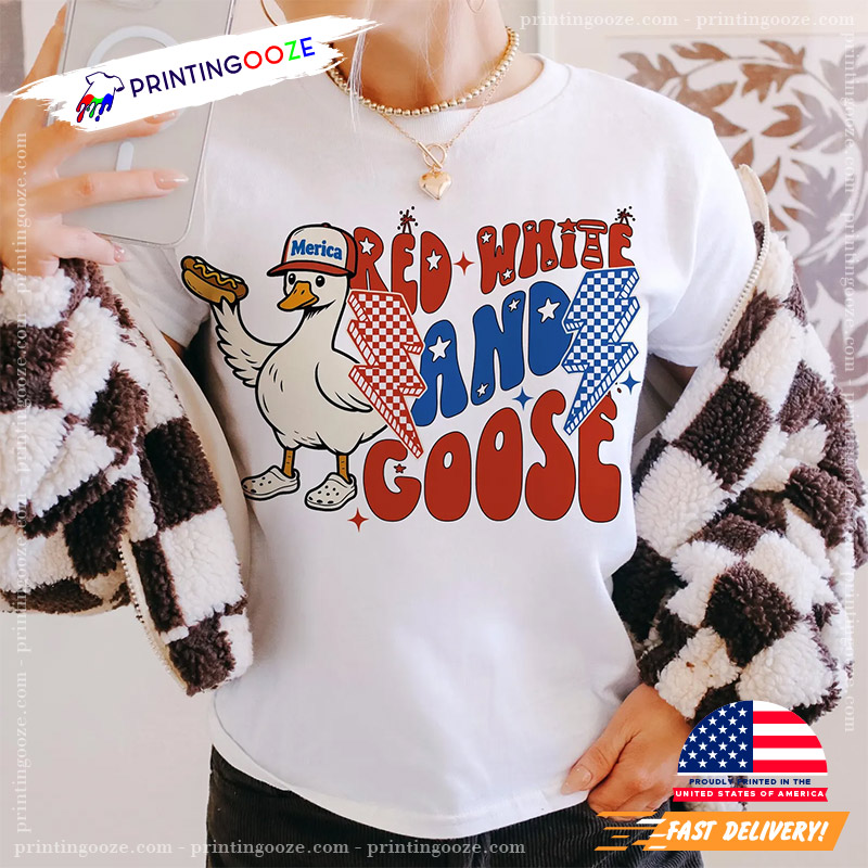 Red White And Goose Funny USA Unisex T-shirt Red White And Goose Funny USA Unisex T-shirt