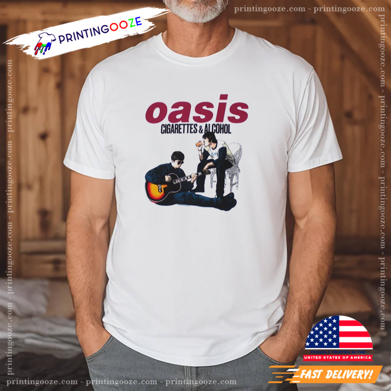 Rock Band Oasis Cigarettes And Alcohol Shirt Rock Band Oasis Cigarettes And Alcohol Shirt