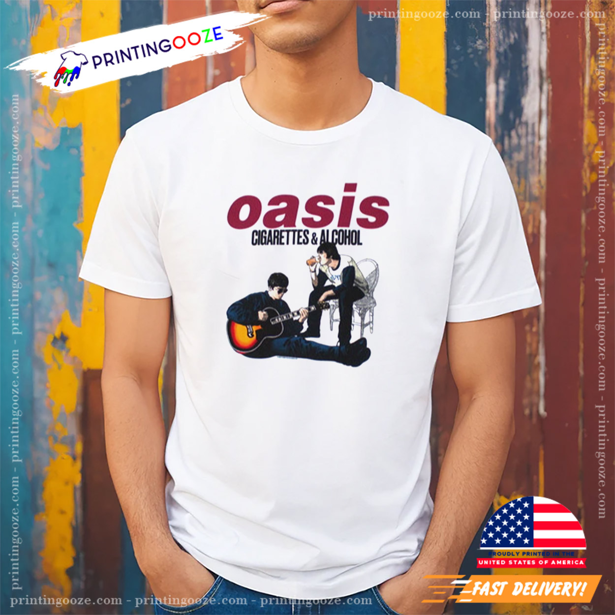 Rock Band Oasis Cigarettes And Alcohol Shirt Rock Band Oasis Cigarettes And Alcohol Shirt