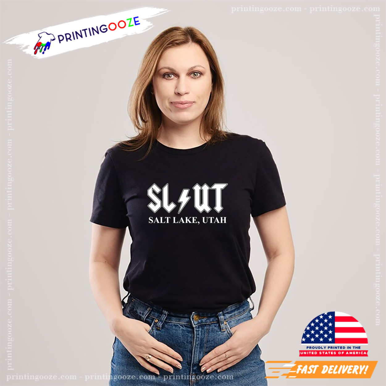 Slut Salt Lake Utah Funny Bold Rock Band Style Logo Design T-shirt Slut Salt Lake Utah Funny Bold Rock Band Style Logo Design T-shirt