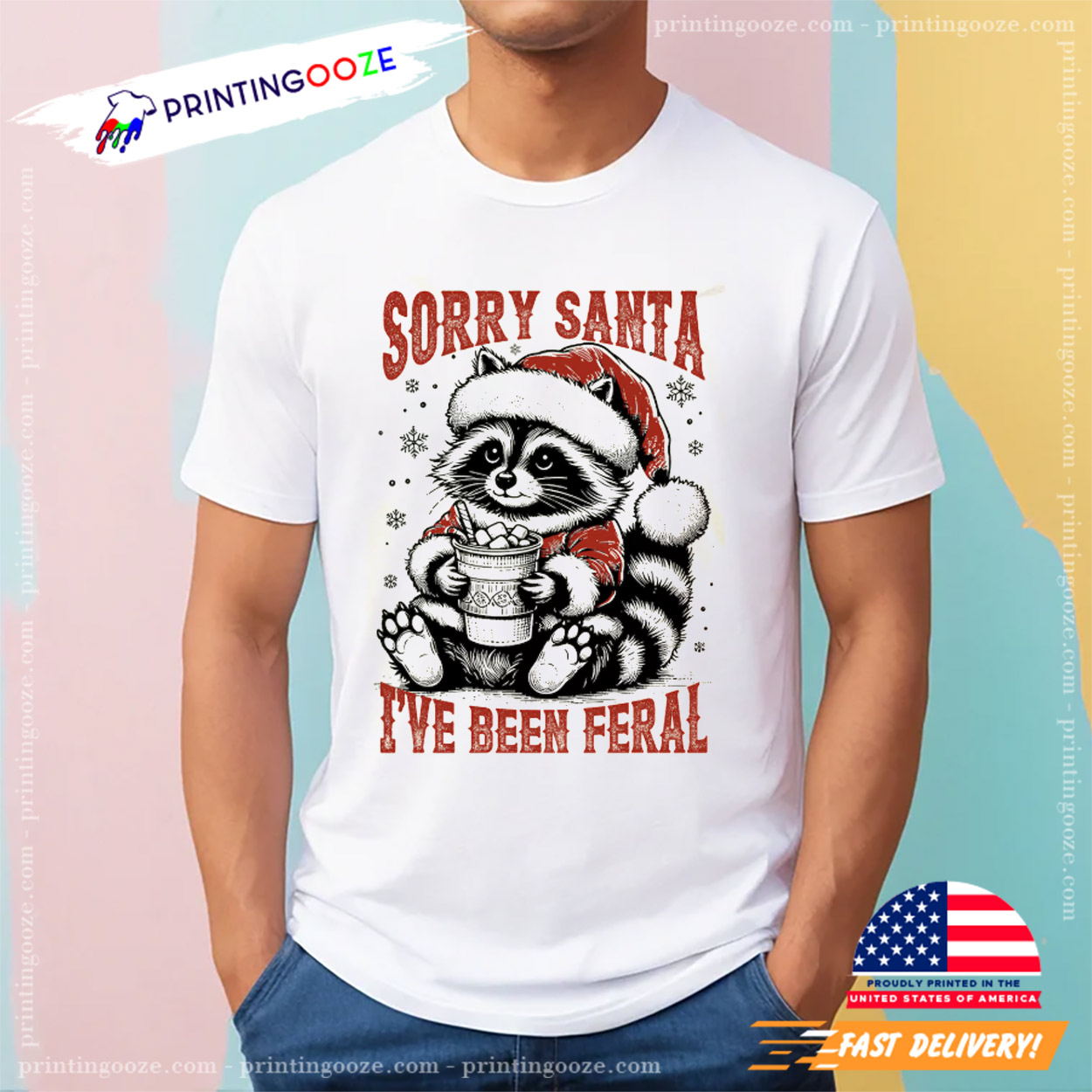 Sorry Santa I've Been Feral Cute Christmas Racoon-Shirt Sorry Santa I've Been Feral Cute Christmas Racoon-Shirt