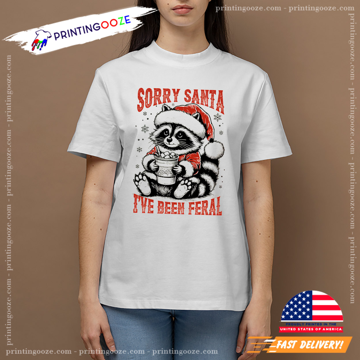Sorry Santa I've Been Feral Cute Christmas Racoon-Shirt Sorry Santa I've Been Feral Cute Christmas Racoon-Shirt