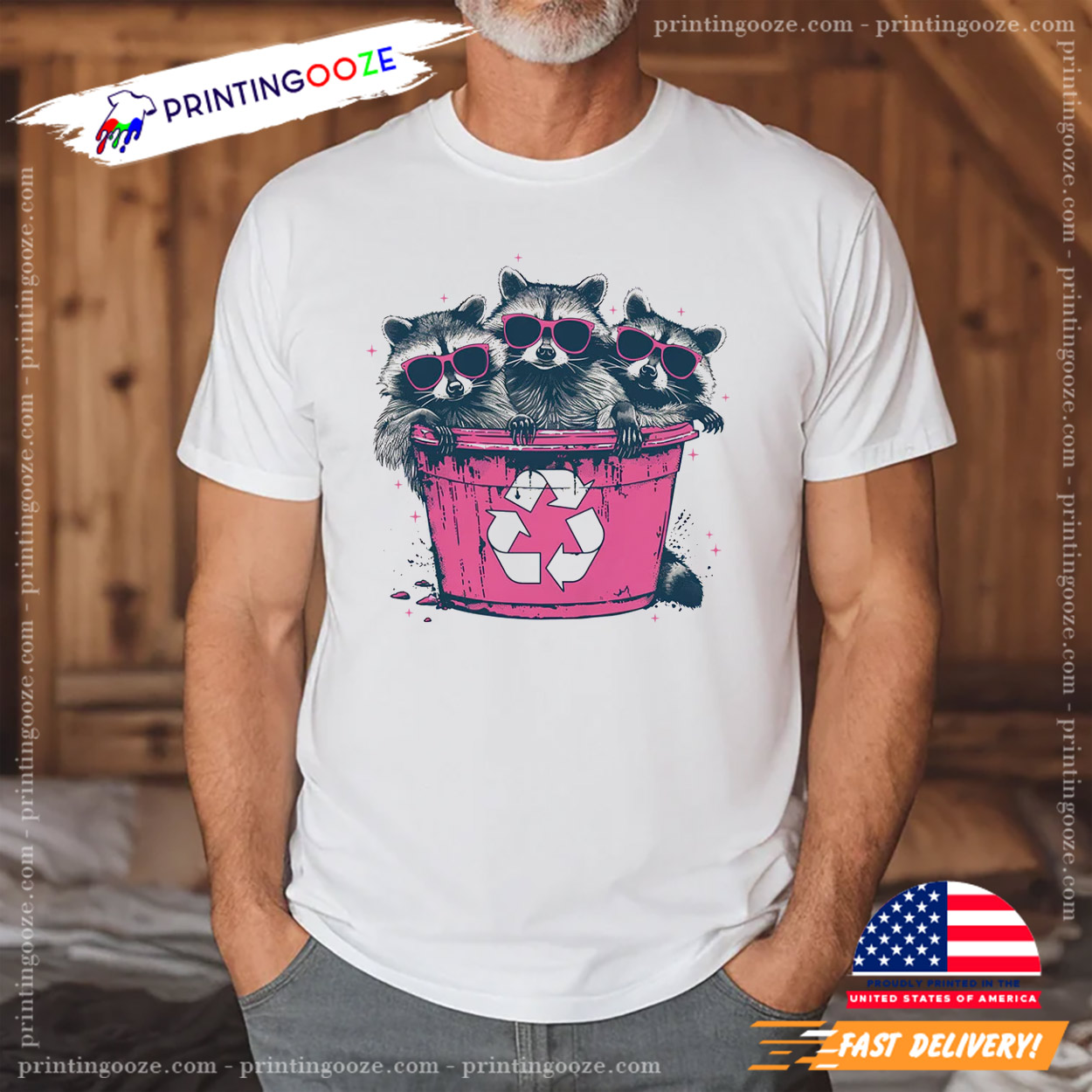 Stay Trashy Funny Racoon Recycle Bin Shirt Stay Trashy Funny Racoon Recycle Bin Shirt