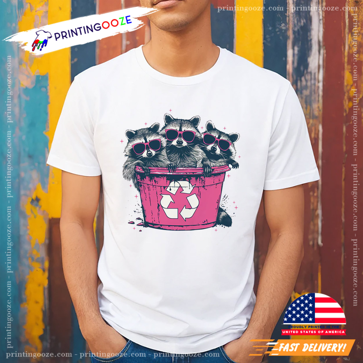 Stay Trashy Funny Racoon Recycle Bin Shirt Stay Trashy Funny Racoon Recycle Bin Shirt