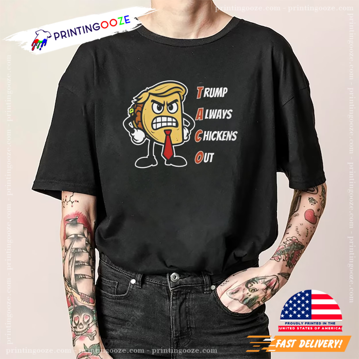 Trump Always Chickens Out Angry Taco T-Shirt Trump Always Chickens Out Angry Taco T-Shirt