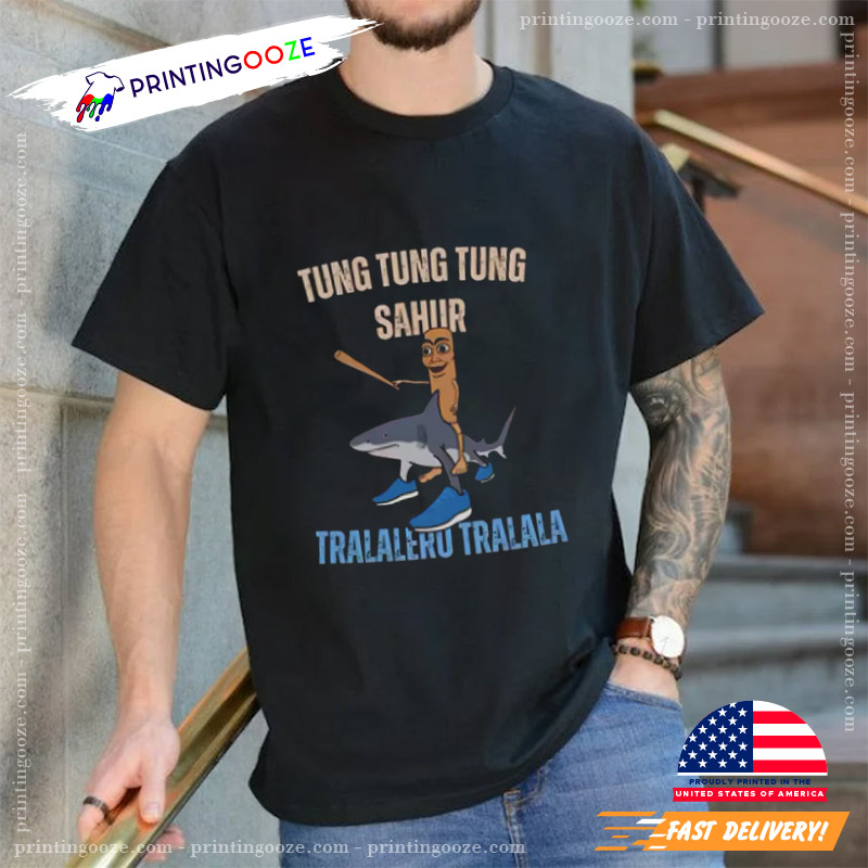 Tung Tung Tung X Tralalero Tralala Funny T-shirt Tung Tung Tung X Tralalero Tralala Funny T-shirt