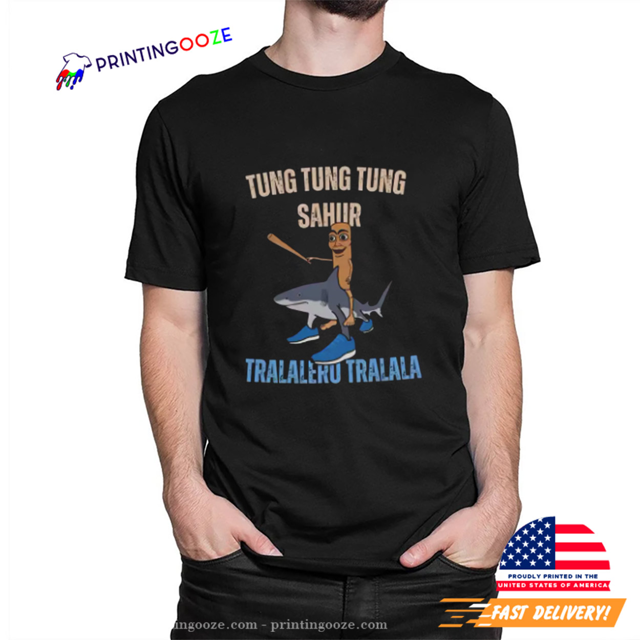 Tung Tung Tung X Tralalero Tralala Funny T-shirt Tung Tung Tung X Tralalero Tralala Funny T-shirt